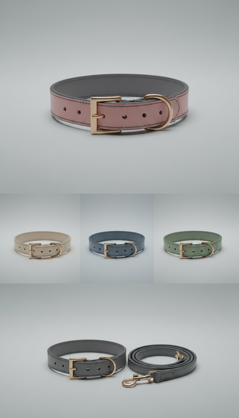 Collier pour chien en cuir végan lisse